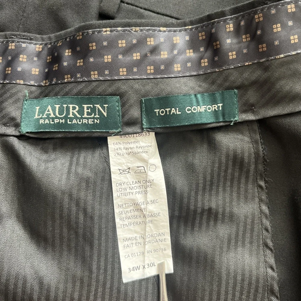 lauren ralph lauren trousers men's 34X30 black total comfort poly blend business